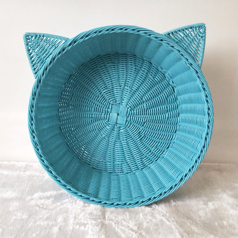 Cat Ear Woven Storage Basket