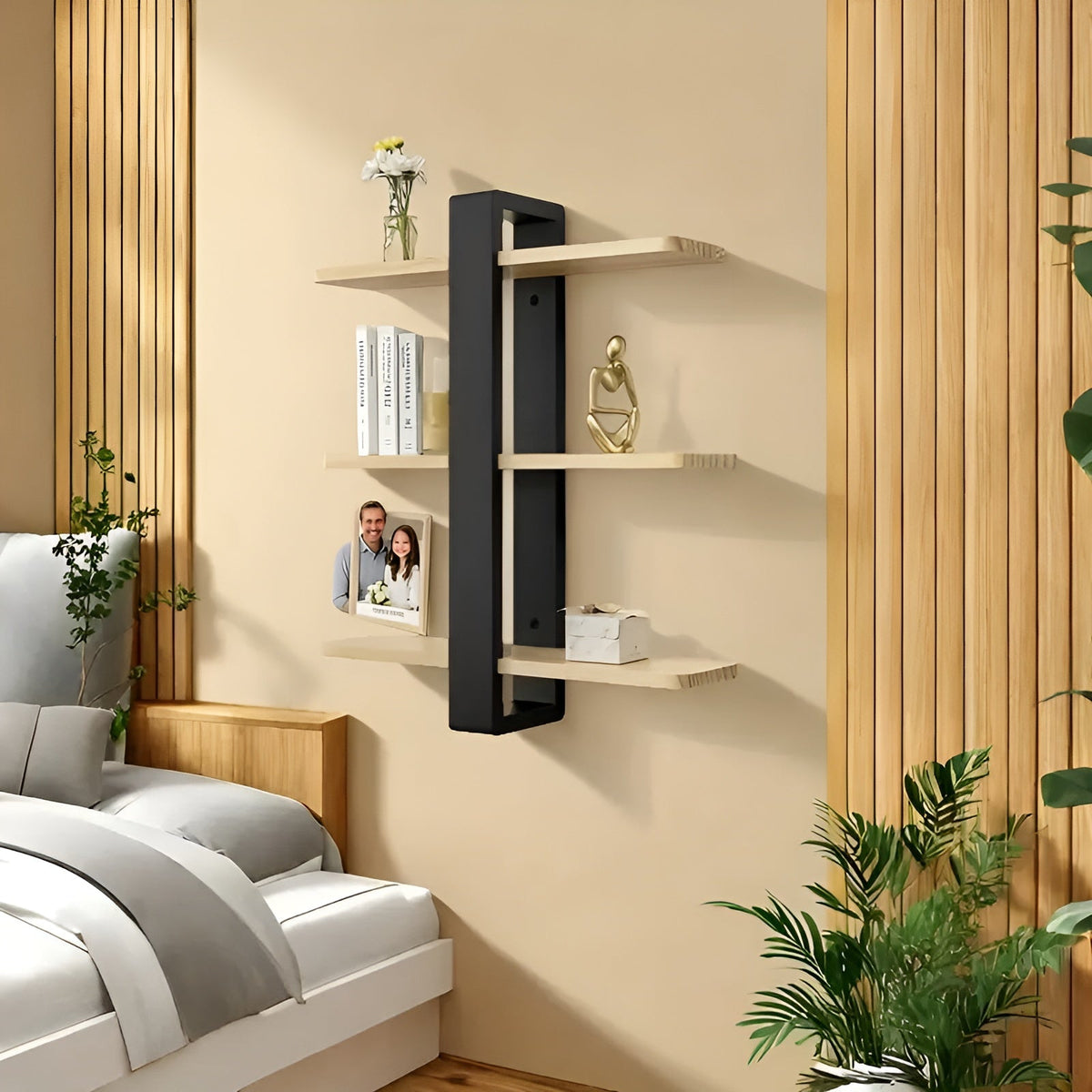 NordWood 3-Level Solid Pine Wall Shelf