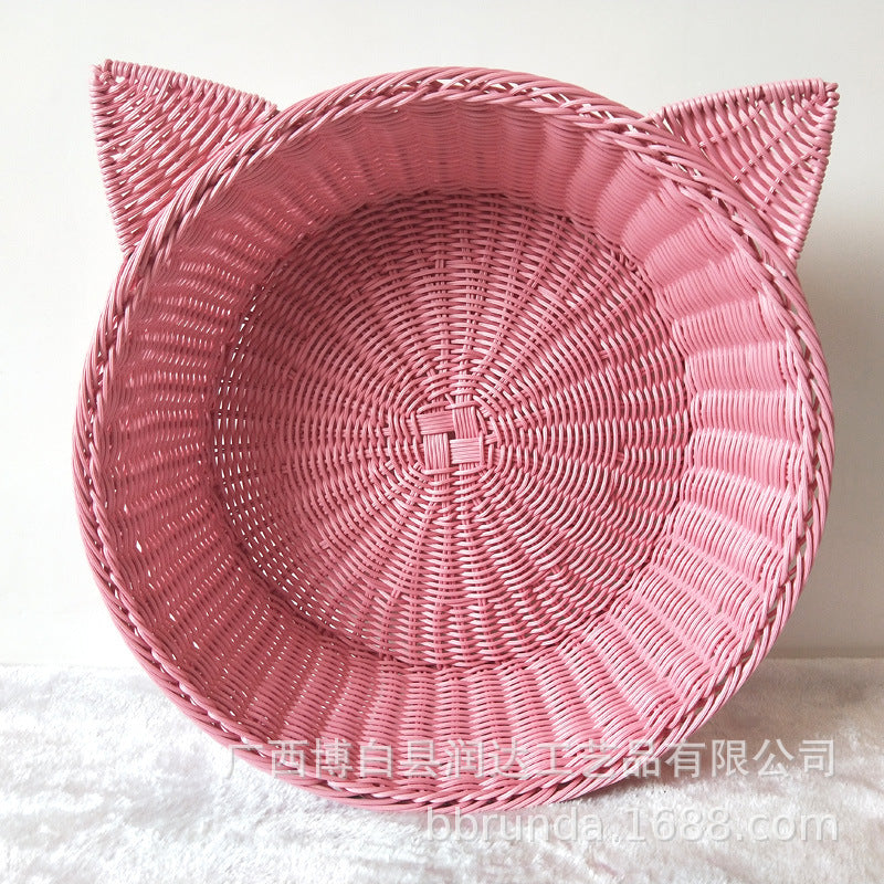 Cat Ear Woven Storage Basket
