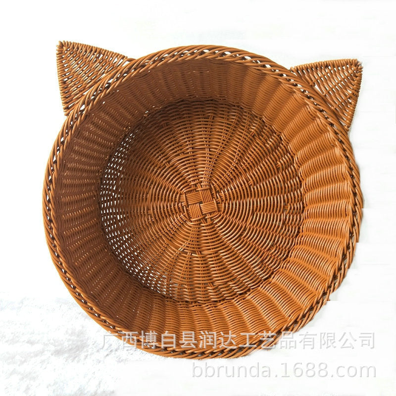 Cat Ear Woven Storage Basket