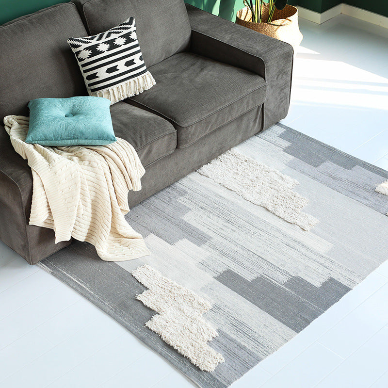 Modern Woven Living Room Rug with Abstract Structure