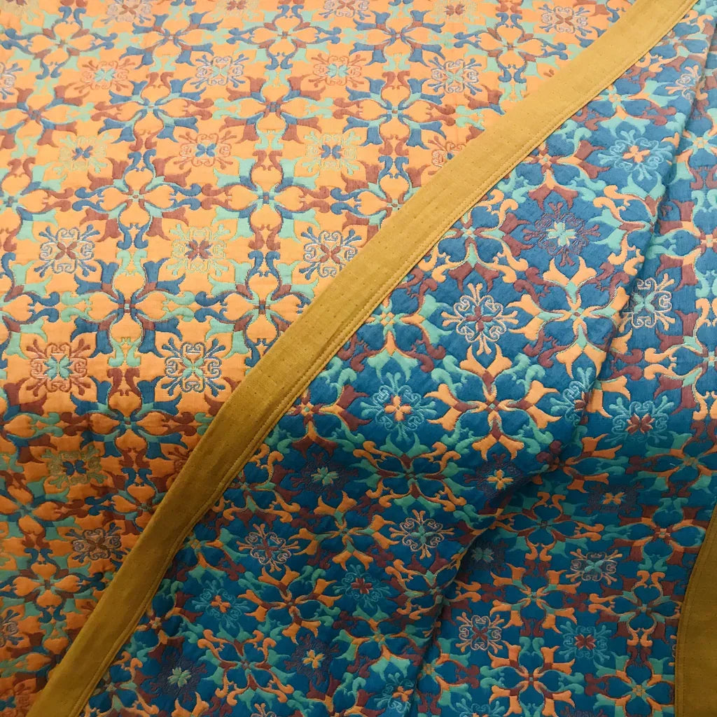 Orange & Blue Pattern Six-Layer Cotton Quilt