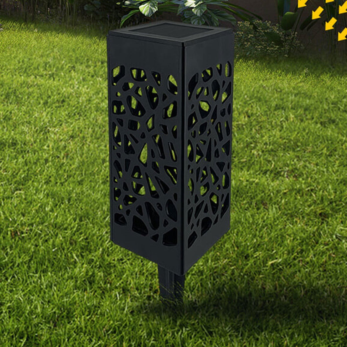 LED-Solar-Gartenleuchte in quadratischer Säulenform
