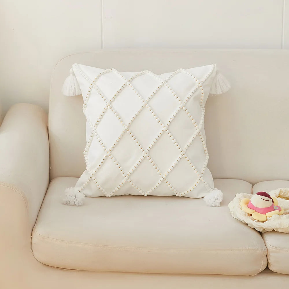 Nordic Geometric Tassel Cushion Cover