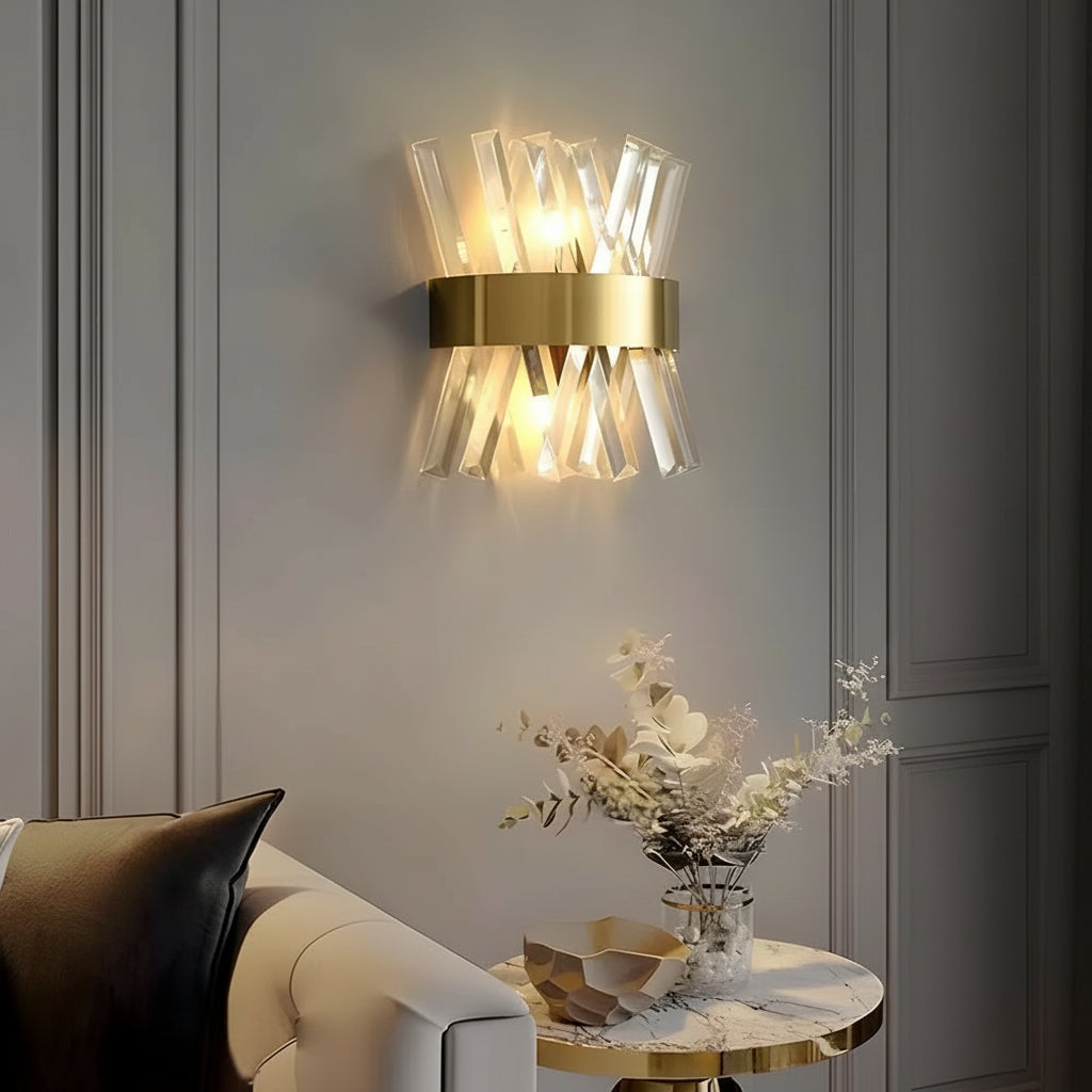 Kristall-Wandleuchte Up Down Edelstahl 30 cm Modernes Art-Déco-Licht