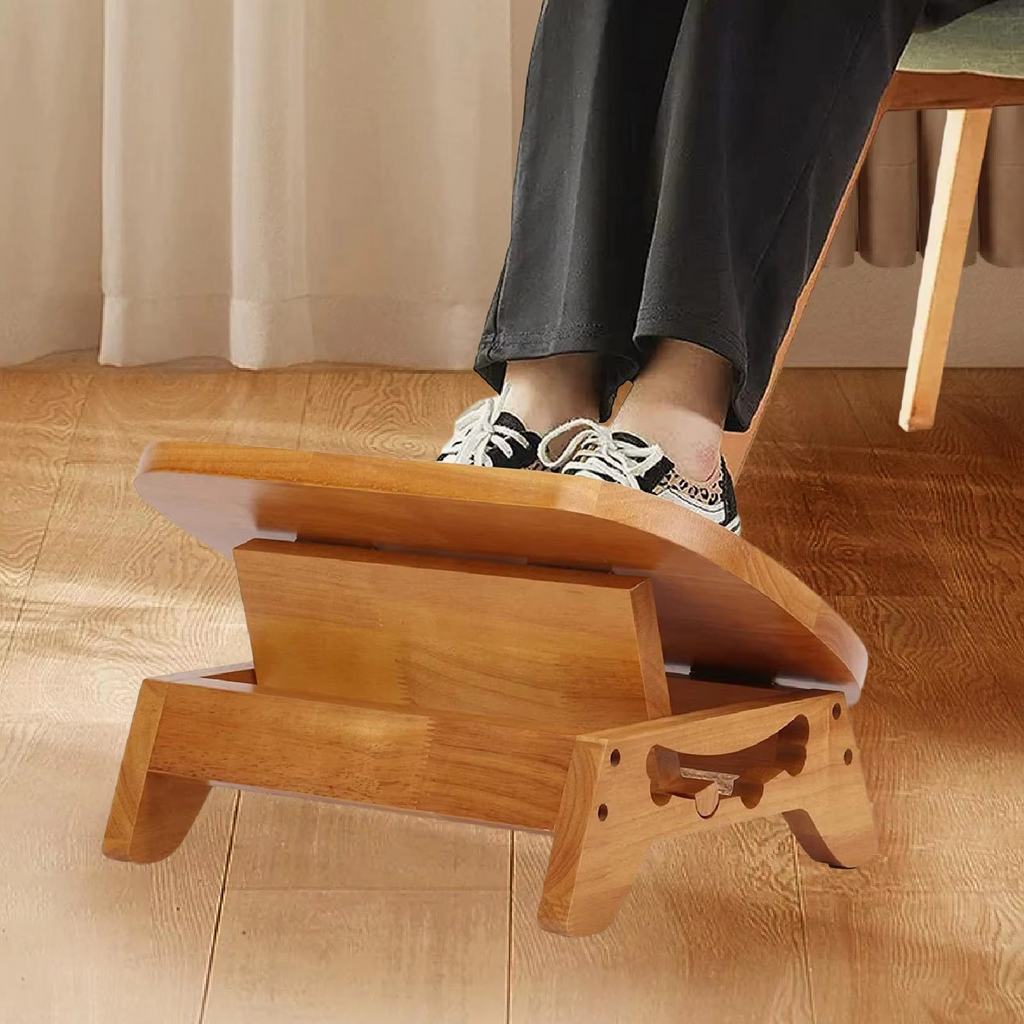 Wooden Under-Desk Footrest – Ergonomic Leg Support