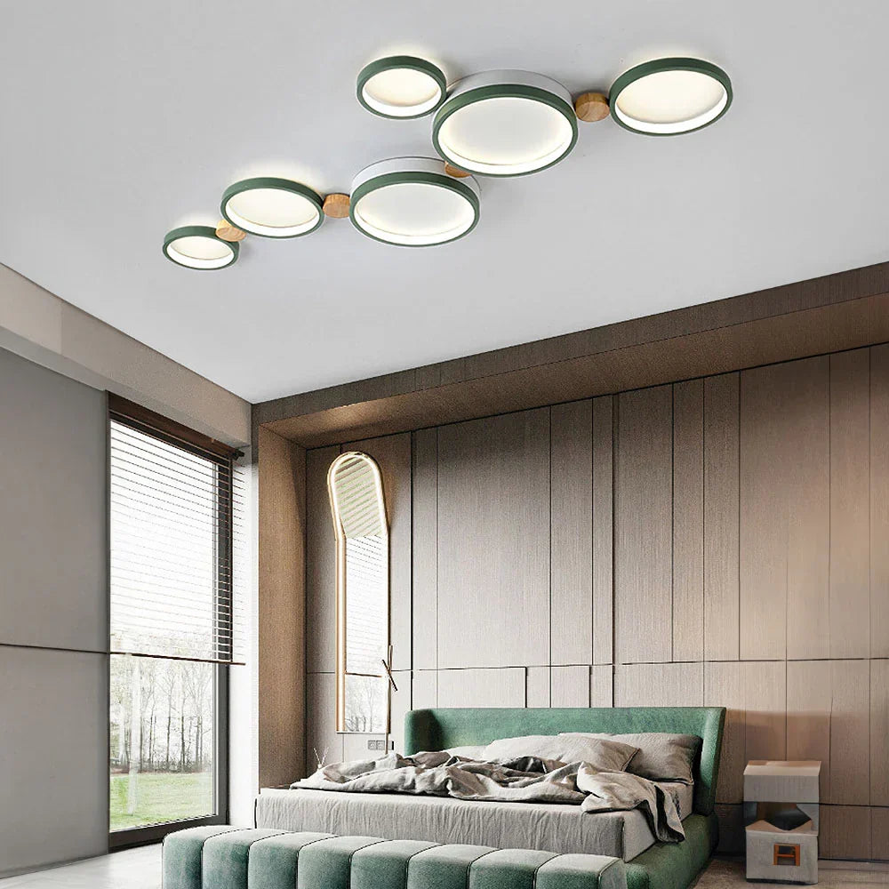 Deckenleuchte Eisen Holz 50,8 cm Multi-Head Macaron Farbe für Wohn- und Schlafzimmer