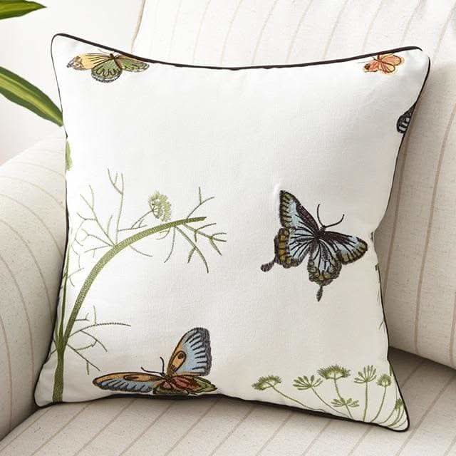 Country-Style Embroidered Cushion Cover 45x45 cm