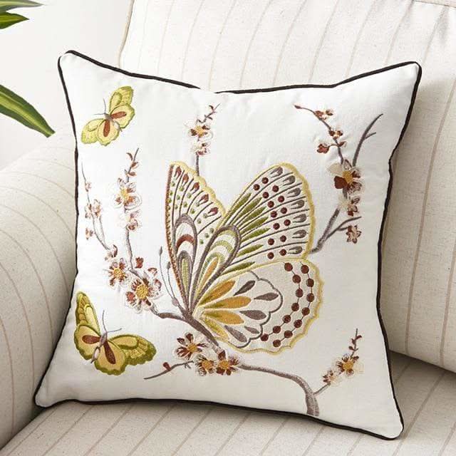 Country-Style Embroidered Cushion Cover 45x45 cm