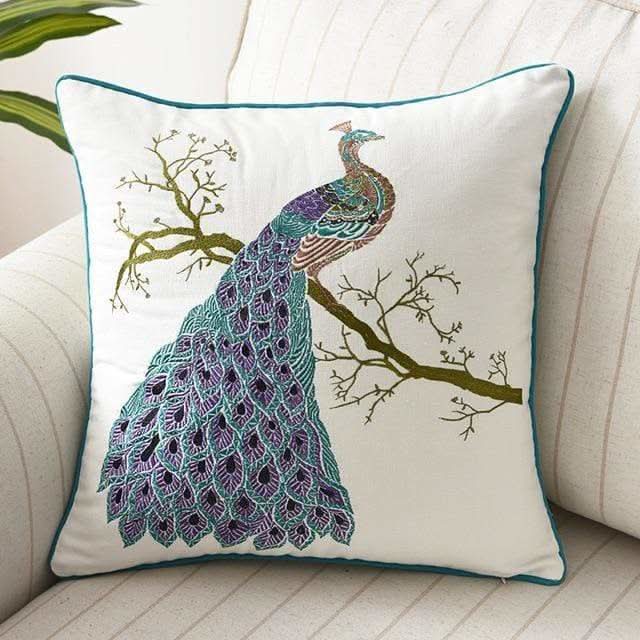 Country-Style Embroidered Cushion Cover 45x45 cm