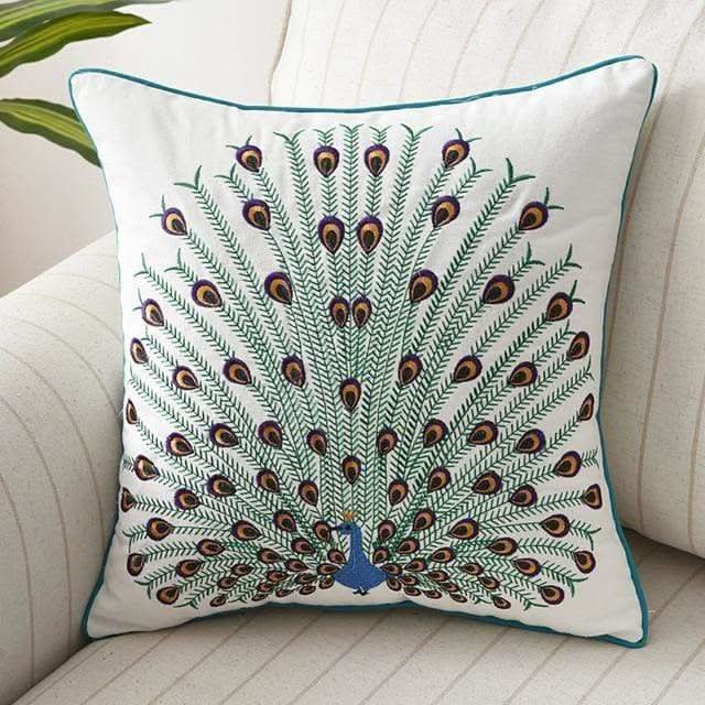 Country-Style Embroidered Cushion Cover 45x45 cm
