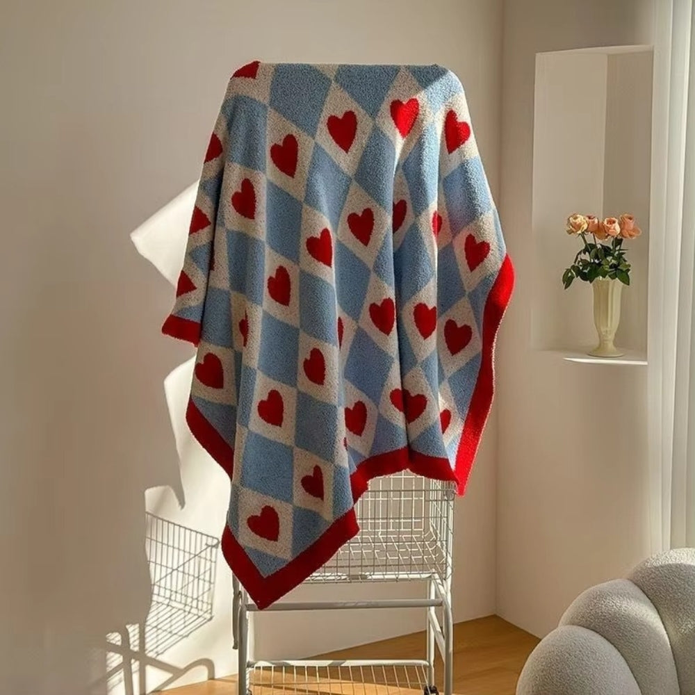 Argyle Scarlet Heart Soft Blanket