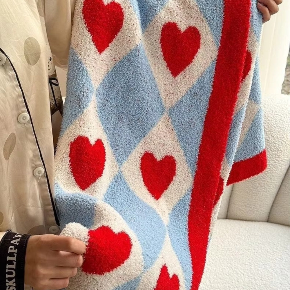 Argyle Scarlet Heart Soft Blanket