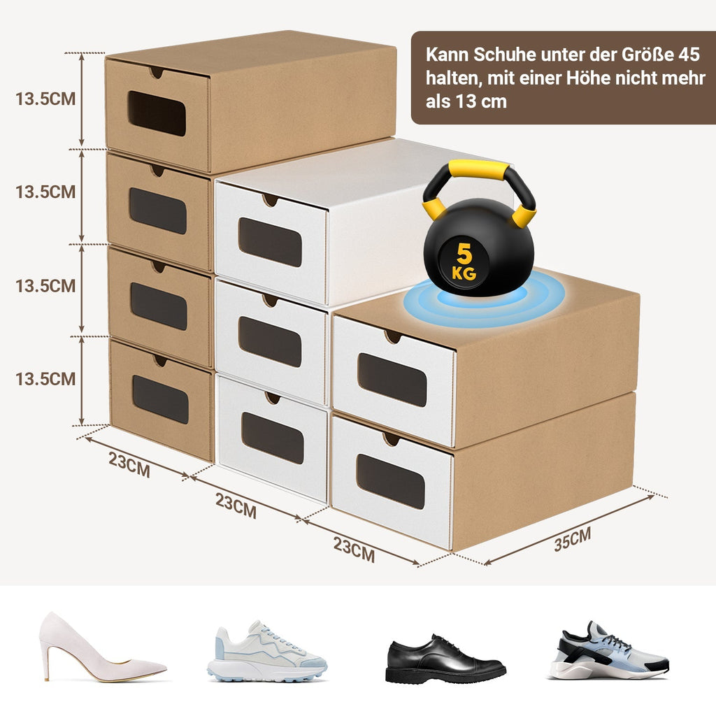 Cardboard Storage Boxes with Window & Drawer, 10-Piece Set