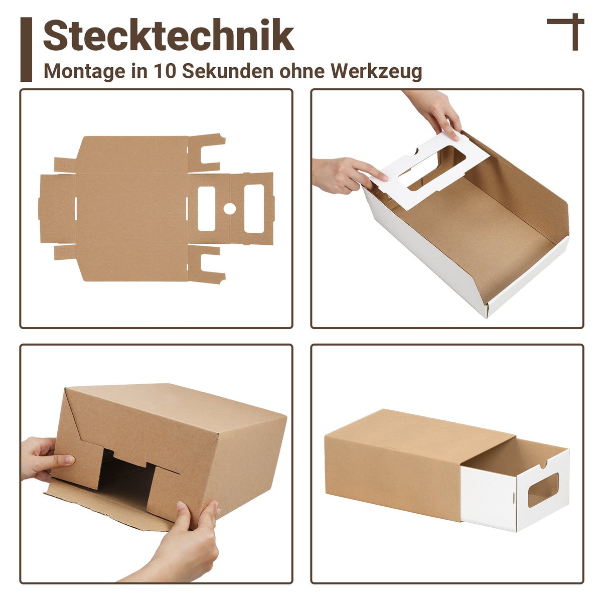 Cardboard Storage Boxes with Window & Drawer, 10-Piece Set