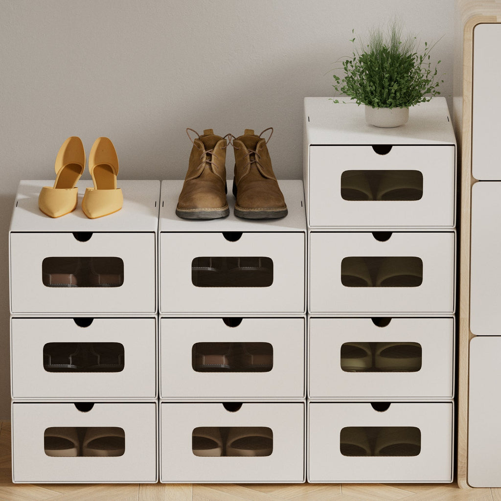 Cardboard Storage Boxes with Window & Drawer, 10-Piece Set
