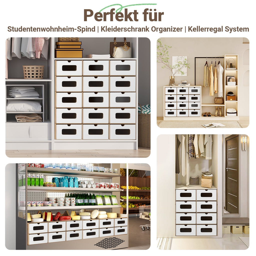 Cardboard Storage Boxes with Window & Drawer, 10-Piece Set