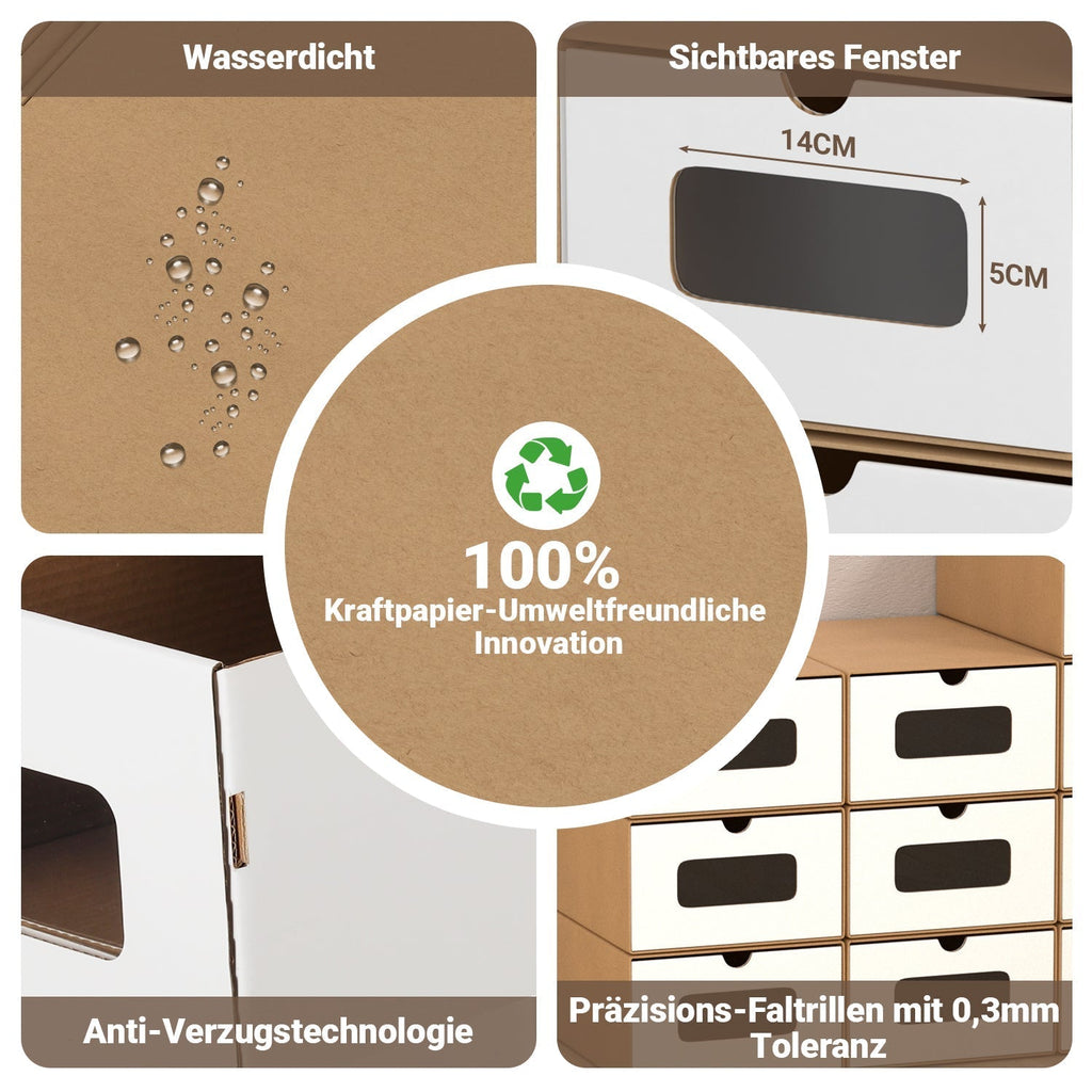 Cardboard Storage Boxes with Window & Drawer, 10-Piece Set