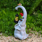 Moderne Solar-LED-Gartenleuchte in Elefanten-Optik