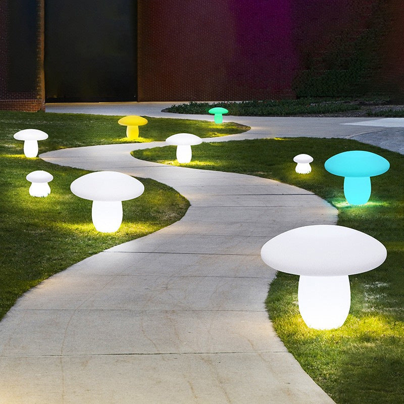 Moderne Solar-LED-Außenleuchte in Pilzform