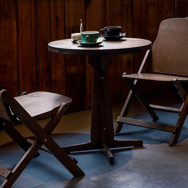 Contemporary Retro Solid Wood Plywood & Iron Round Square Coffee Table And Chair Set