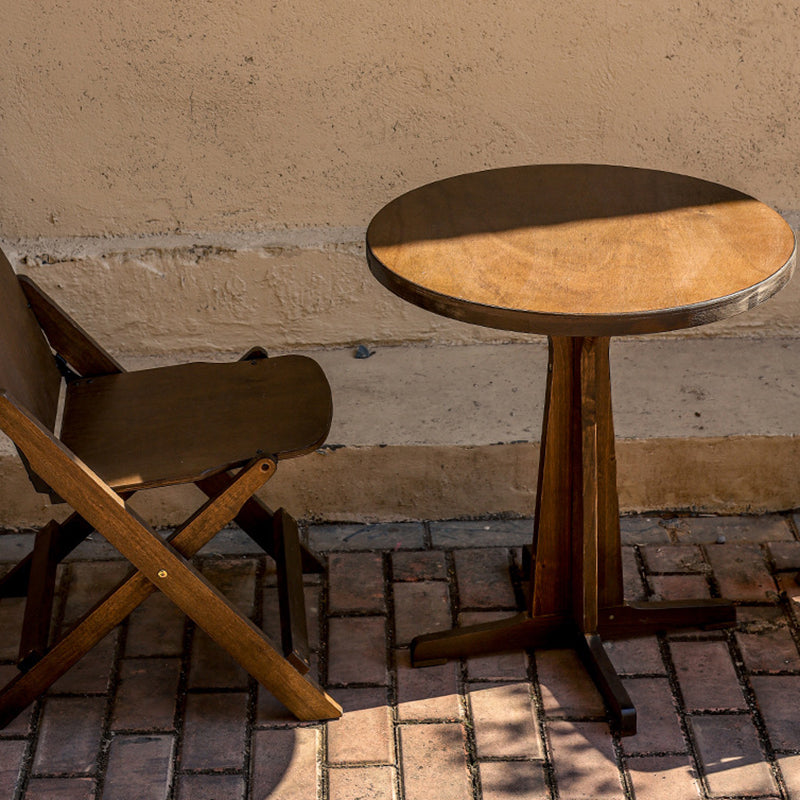 Contemporary Retro Solid Wood Plywood & Iron Round Square Coffee Table And Chair Set