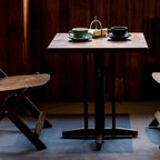 Contemporary Retro Solid Wood Plywood & Iron Round Square Coffee Table And Chair Set