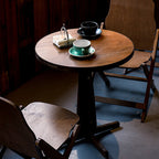 Contemporary Retro Solid Wood Plywood & Iron Round Square Coffee Table And Chair Set