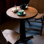 Contemporary Retro Solid Wood Plywood & Iron Round Square Coffee Table And Chair Set