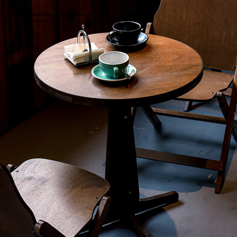 Contemporary Retro Solid Wood Plywood & Iron Round Square Coffee Table And Chair Set