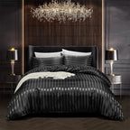 VelvetDream Black Satin Bed Set