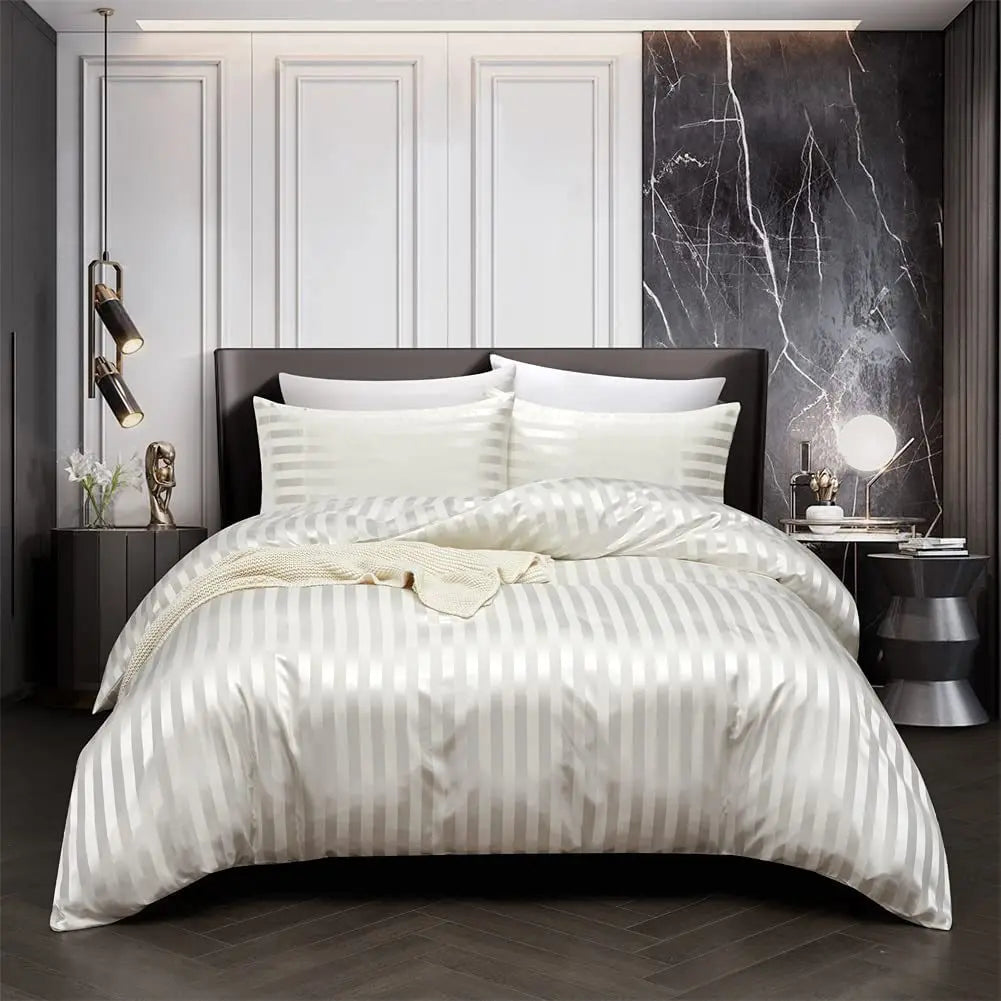 VelvetDream Black Satin Bed Set