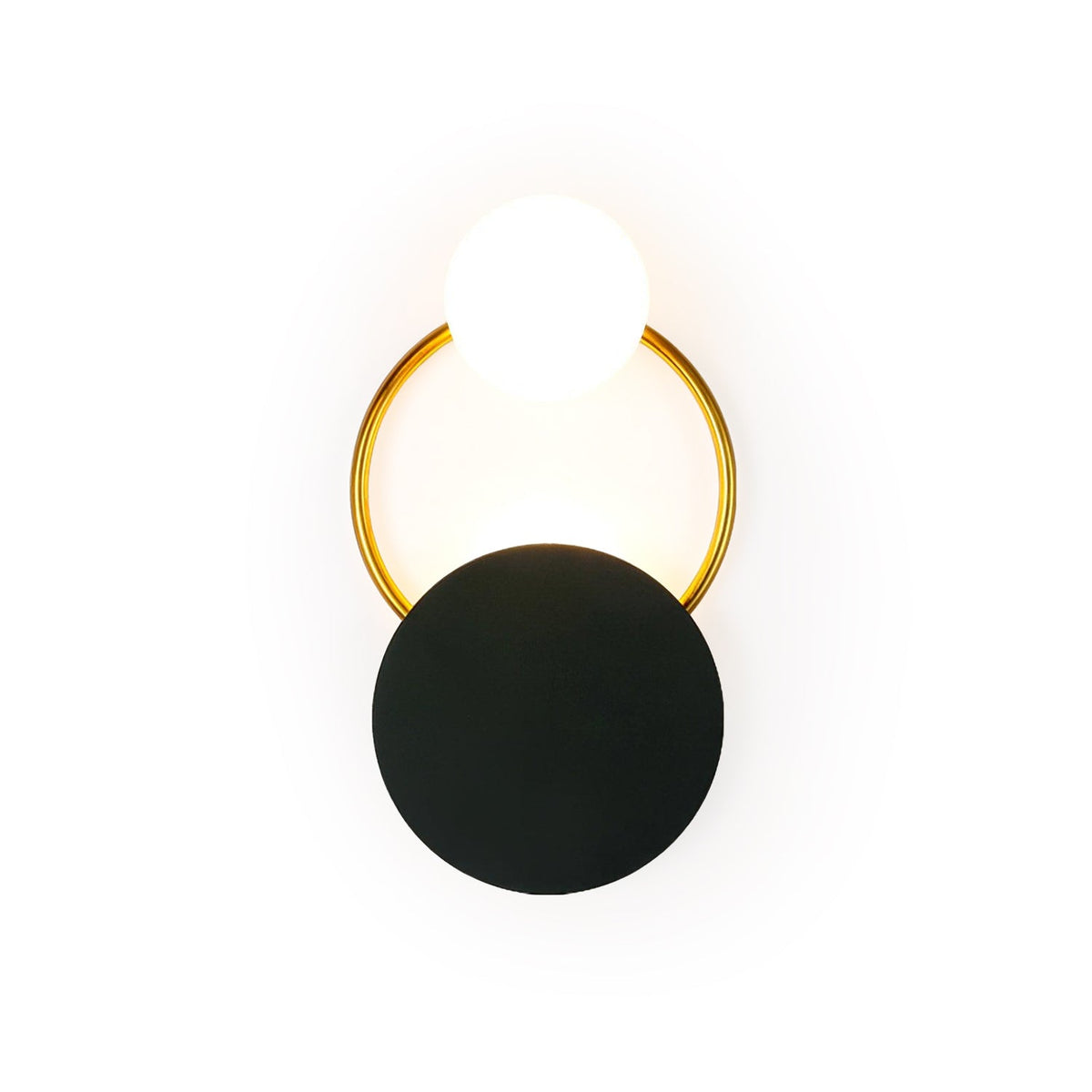Schwarze Wandleuchte mit kreisförmigen Ringen