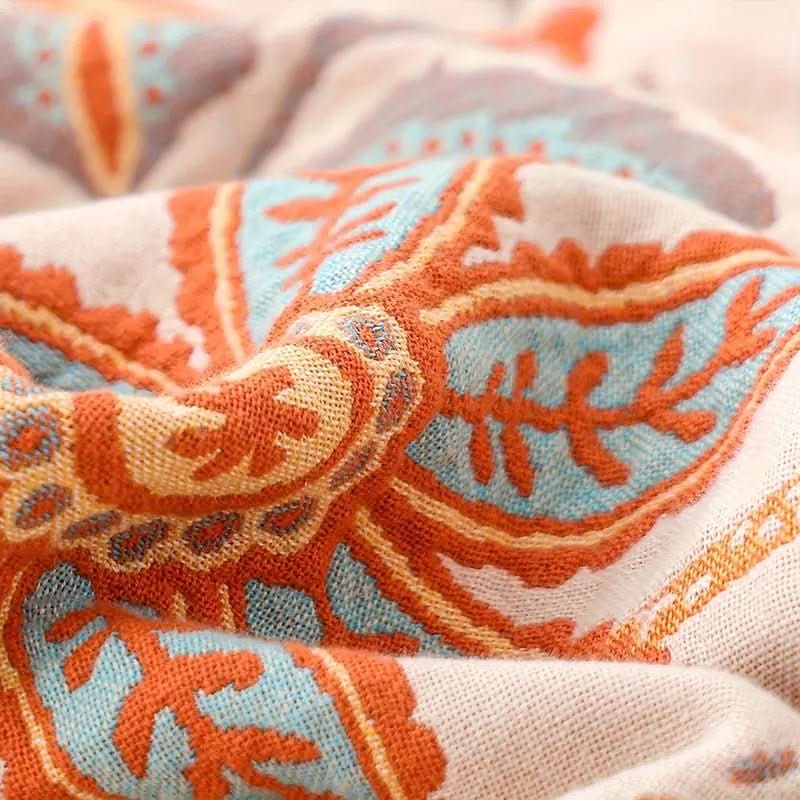 Chic – Cotton Throw Blanket with Floral Pattern
