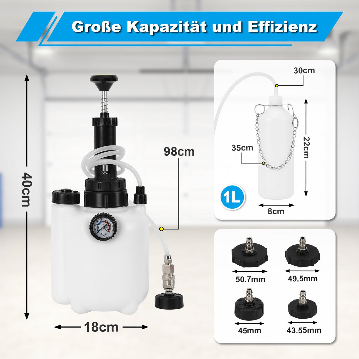 3L Bremsflüssigkeits-Entlüftungsgerät mit 1L Auffangbehälter