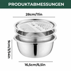 3-in-1 Rührschüssel-Set aus Edelstahl mit Reibe und Sieb