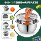 3-in-1 Rührschüssel-Set aus Edelstahl mit Reibe und Sieb