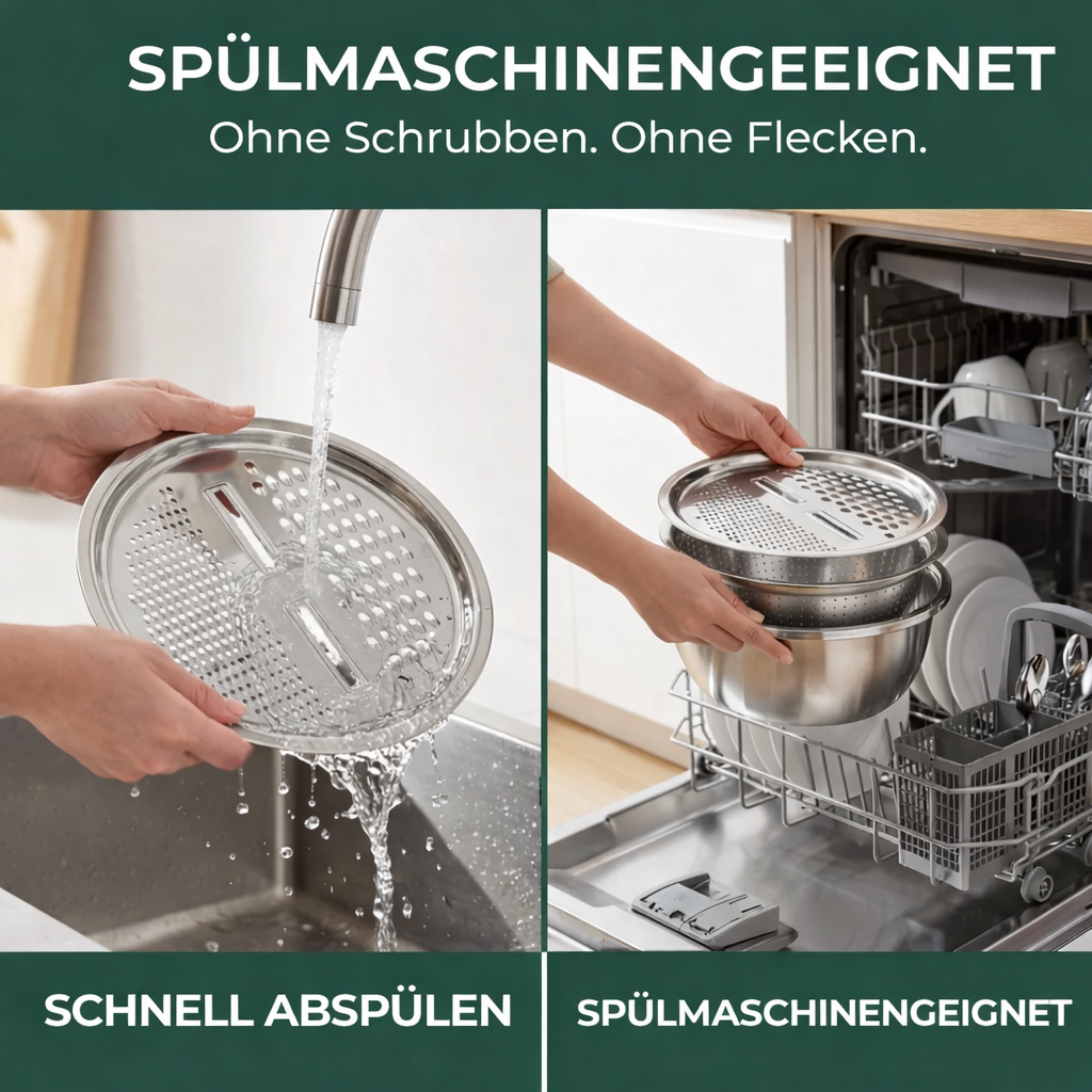 3-in-1 Rührschüssel-Set aus Edelstahl mit Reibe und Sieb
