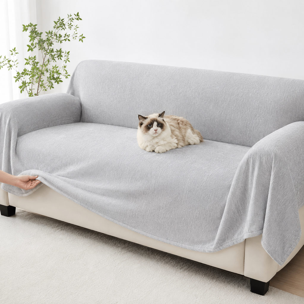Chenille Fringed Sofa Throw Slipcover