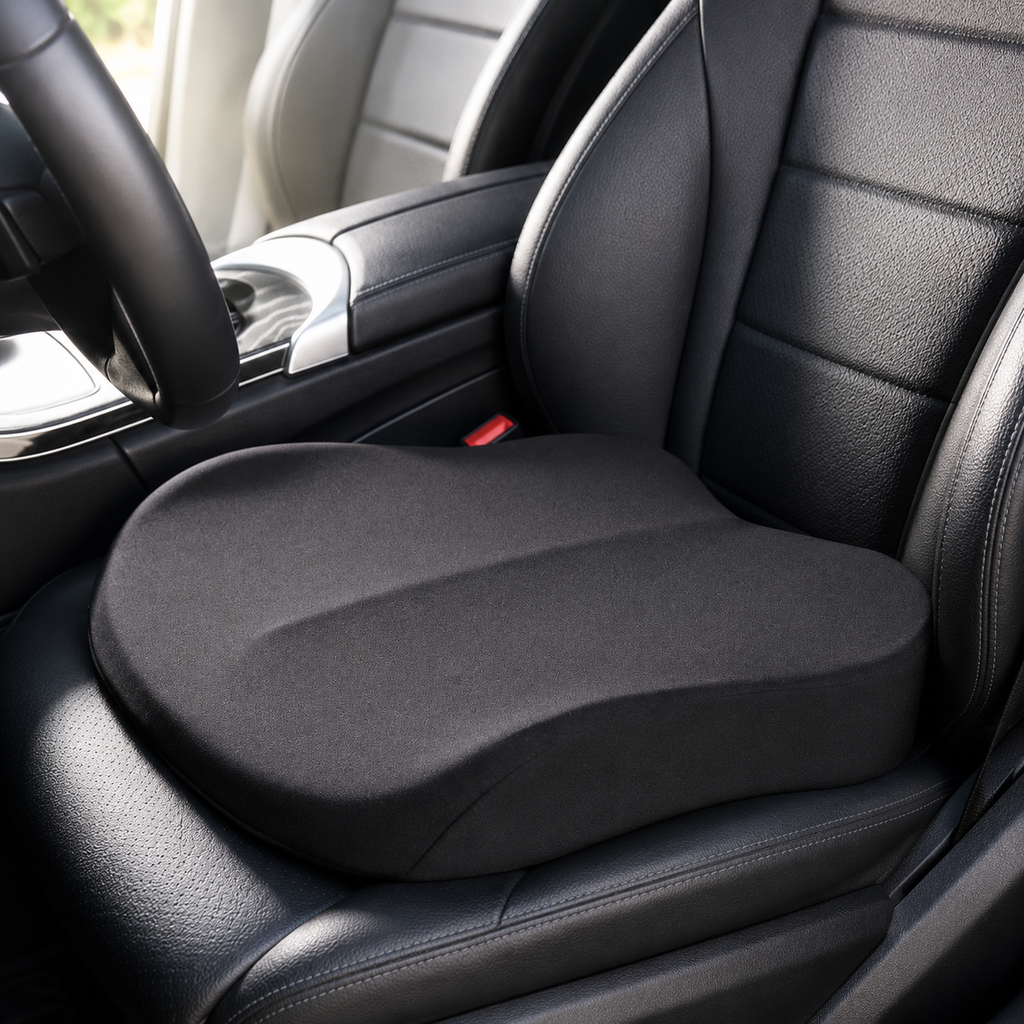 Ergonomic Memory Foam Car Seat Cushion with Contoured Lumbar Support