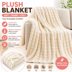Plush Waffle-Textured Faux Fur Throw Blanket with Sherpa Backing