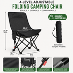 Portable Heavy-Duty Folding Camping Chair with High-Back Breathable Canvas
