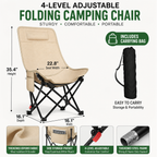 Portable Heavy-Duty Folding Camping Chair with High-Back Breathable Canvas
