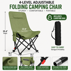 Portable Heavy-Duty Folding Camping Chair with High-Back Breathable Canvas