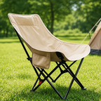 Portable Heavy-Duty Folding Camping Chair with High-Back Breathable Canvas
