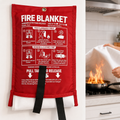 Fire safety blanket with quick release pouch