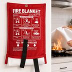Fire safety blanket with quick release pouch