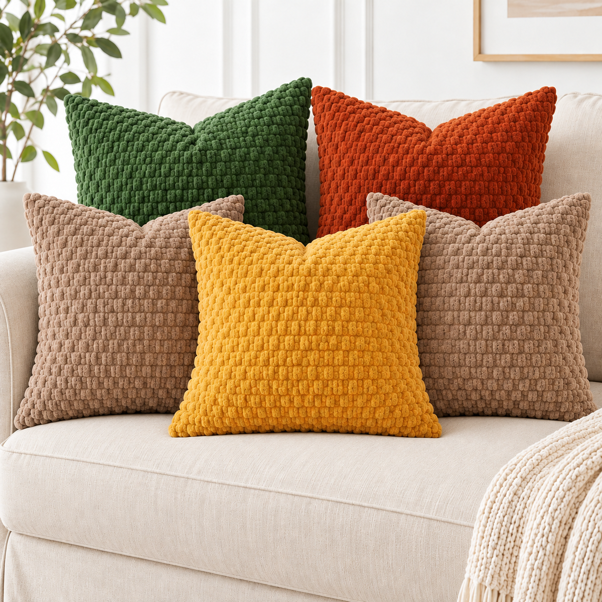 Plush Textured Throw Pillow Cover