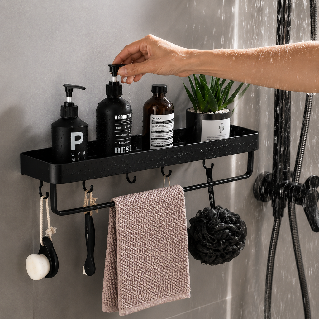 Kellan Wand-Badezimmerregal Schwarz