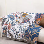 Rustic cotton blanket with floral pattern